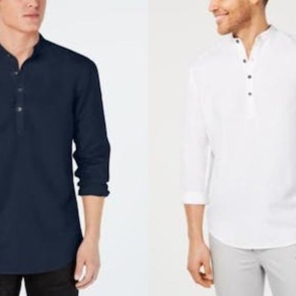 I.n.c. Mens Four-Button Linen Shirt - Picture 1 of 3